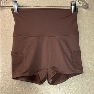 FREE PEOPLE  Brown High-Waisted Women's Shorts SIZE XS COLOR DUSTY PINK